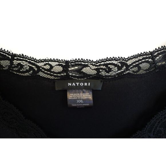 NATORI Feather Essentials Long Sleeve Lace V-Neck PJ Sleep Shirt Top XXL $70 - Picture 4 of 6